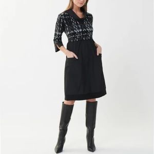Joseph Ribkoff Black and White Midi Dress